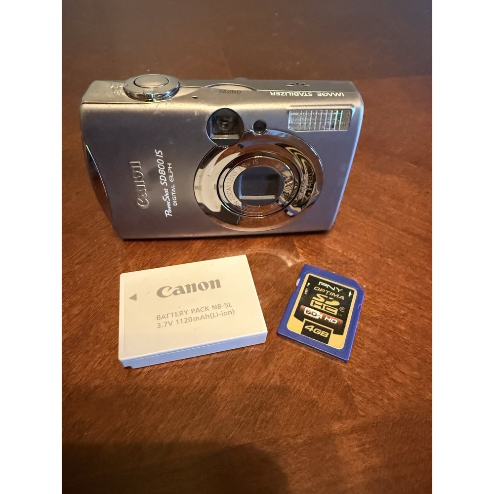 Canon PowerShot SD800 IS 7.1MP Digital Camera w NB-5L Battery SD Card No Charger